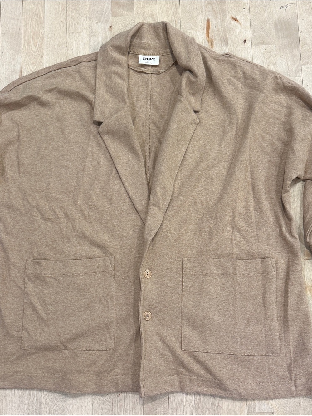 Pact Women's Tan Open-Front Cardigan